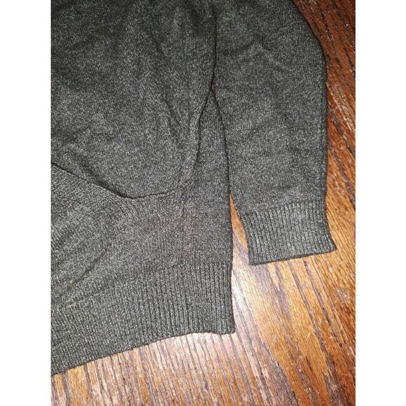 Large Grey Long Sleeve Deep VNeck Long Sleeve Pullover Sweater Faux Wrap Shirt - Picture 3 of 3